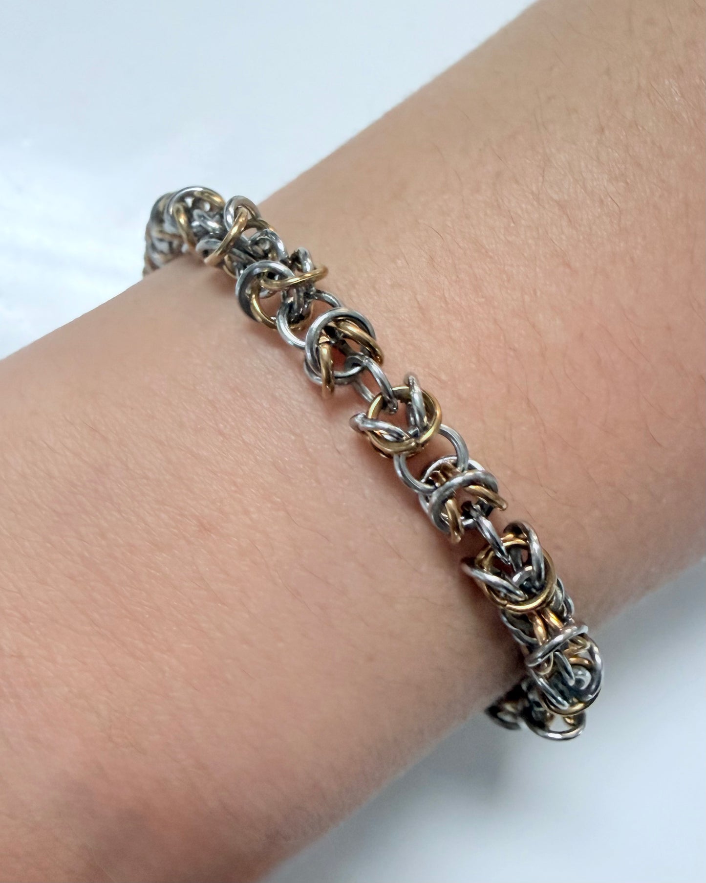 Byzatine Bracelet Chain: Two-Tone Gold & Silver Bracelet | Handmade Mixed Metal Jewelry