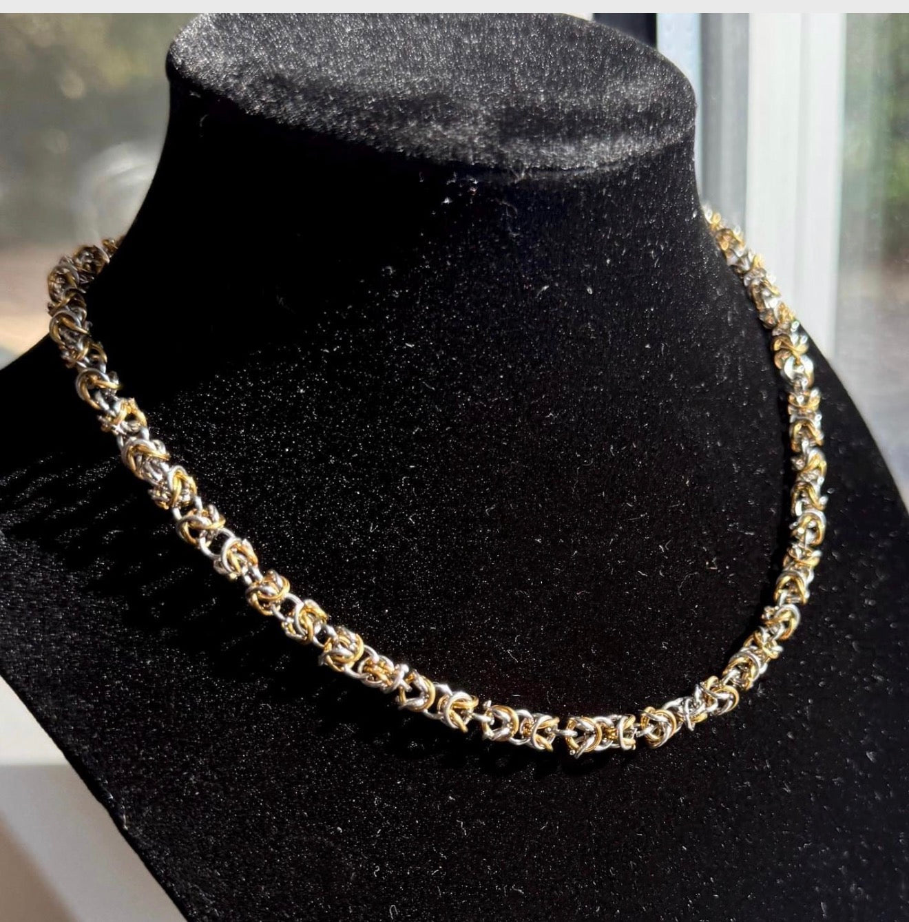 Byzantine Necklace Chain: Two-Tone Gold & Silver Necklace | Handmade Mixed Metal Jewelry