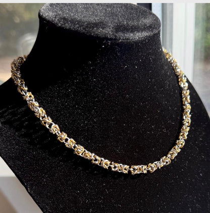 Byzantine Necklace Chain: Two-Tone Gold & Silver Necklace | Handmade Mixed Metal Jewelry