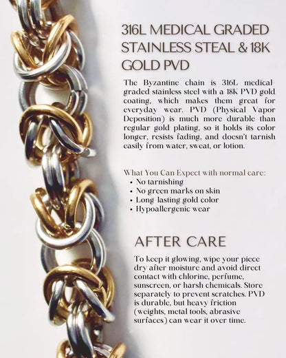 Byzantine Necklace Chain: Two-Tone Gold & Silver Necklace | Handmade Mixed Metal Jewelry