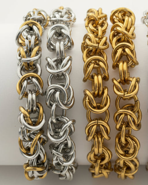 Byzatine Bracelet Chain: Two-Tone Gold & Silver Bracelet | Handmade Mixed Metal Jewelry